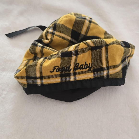 Lazy Oaf Yellow Plaid Beret with Black Pom-Pom